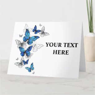Blue Flying Butterflies Morpho Dankeskarte
