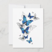 Blue Flying Butterflies Morpho Dankeskarte (Vorderseite)