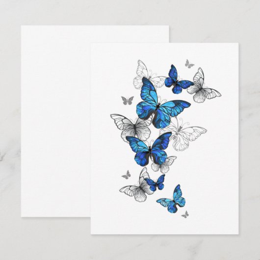 Blue Flying Butterflies Morpho Dankeskarte (Vorne/Hinten)