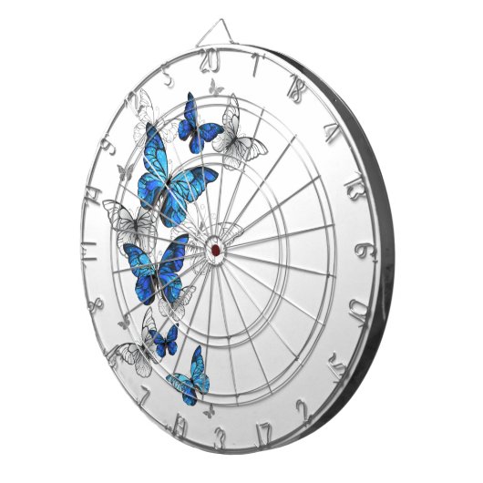 Blue Flying Butterflies Morpho Dartscheibe (Vorderseite rechts)