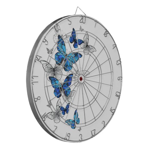 Blue Flying Butterflies Morpho Dartscheibe (Vorderseite Links)