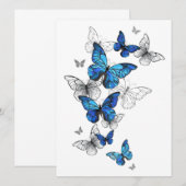 Blue Flying Butterflies Morpho Einladung (Vorne/Hinten)