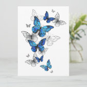 Blue Flying Butterflies Morpho Einladung (Stehend Vorderseite)