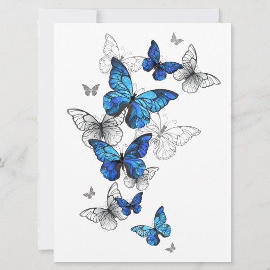 Blue Flying Butterflies Morpho Einladung (Vorderseite)