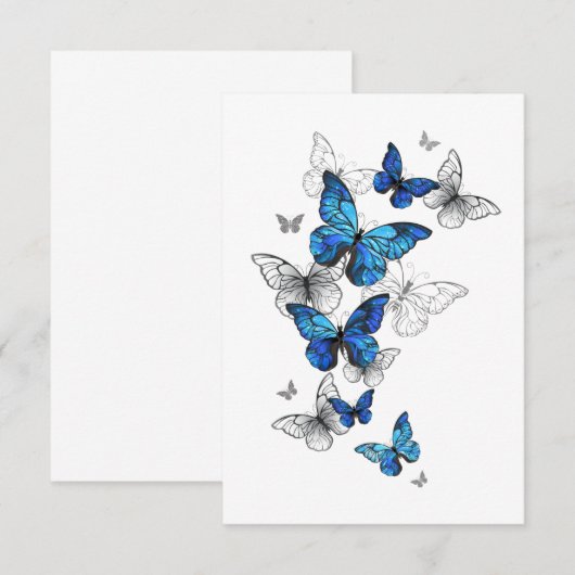Blue Flying Butterflies Morpho Einladung (Vorne/Hinten)