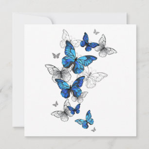 Blue Flying Butterflies Morpho Einladung