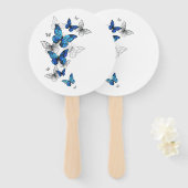 Blue Flying Butterflies Morpho Fächer (Vorne und Hinten)