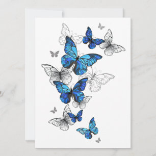 Blue Flying Butterflies Morpho Feiertagskarte