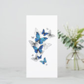 Blue Flying Butterflies Morpho Feiertagskarte (Stehend Vorderseite)