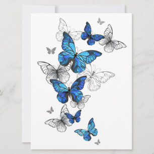 Blue Flying Butterflies Morpho Feiertagskarte
