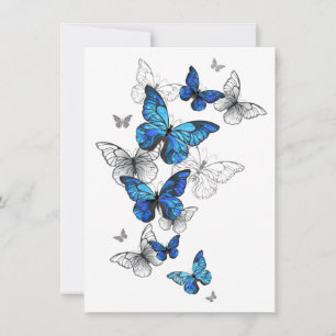 Blue Flying Butterflies Morpho Feiertagskarte