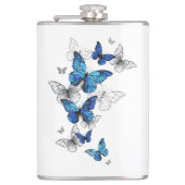 Blue Flying Butterflies Morpho Flachmann (Vorderseite)