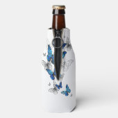 Blue Flying Butterflies Morpho Flaschenkühler (Flasche Rückseite)