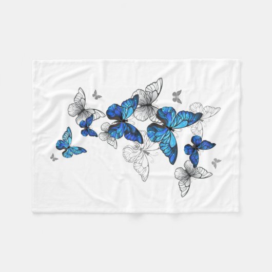Blue Flying Butterflies Morpho Fleecedecke (Vorderseite (Horizontal))