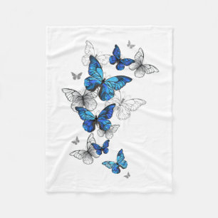 Blue Flying Butterflies Morpho Fleecedecke