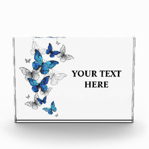 Blue Flying Butterflies Morpho Fotoblock