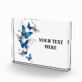 Blue Flying Butterflies Morpho Fotoblock (Rechts)