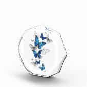 Blue Flying Butterflies Morpho Fotoblock (Rechts)