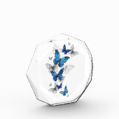 Blue Flying Butterflies Morpho Fotoblock (Links)