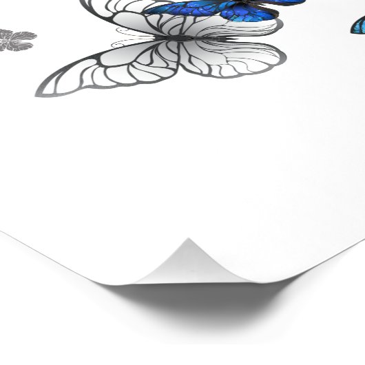 Blue Flying Butterflies Morpho Fotodruck (Ecke)