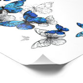Blue Flying Butterflies Morpho Fotodruck (Ecke)