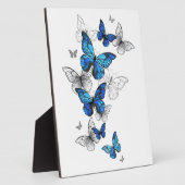Blue Flying Butterflies Morpho Fotoplatte (Seite)