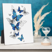 Blue Flying Butterflies Morpho Fotoplatte (Seite)