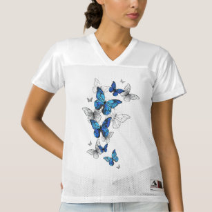 Blue Flying Butterflies Morpho Frauen Football Trikot