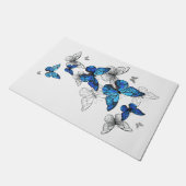 Blue Flying Butterflies Morpho Fußmatte (Schrägansicht)