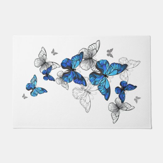 Blue Flying Butterflies Morpho Fußmatte (Vorderseite)