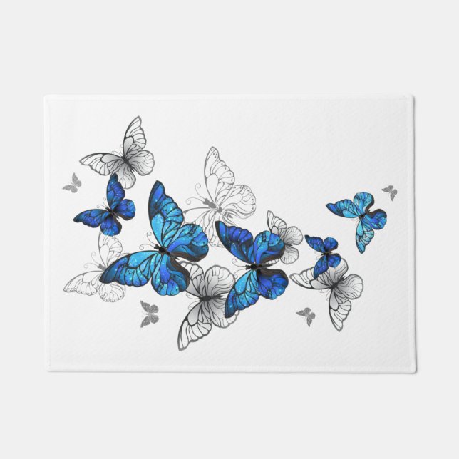 Blue Flying Butterflies Morpho Fußmatte (Vorderseite)