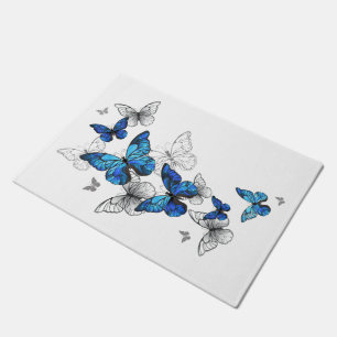 Blue Flying Butterflies Morpho Fußmatte