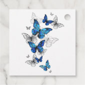 Blue Flying Butterflies Morpho Geschenkanhänger (Rückseite)