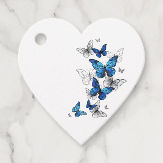 Blue Flying Butterflies Morpho Geschenkanhänger (Vorderseite)