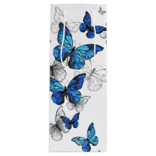 Blue Flying Butterflies Morpho Geschenktüte Für Weinflaschen