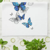 Blue Flying Butterflies Morpho Geschirrtuch (Gefaltet)