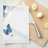 Blue Flying Butterflies Morpho Geschirrtuch (Viertel Falte)