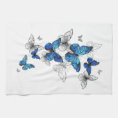 Blue Flying Butterflies Morpho Geschirrtuch (Horizontal)