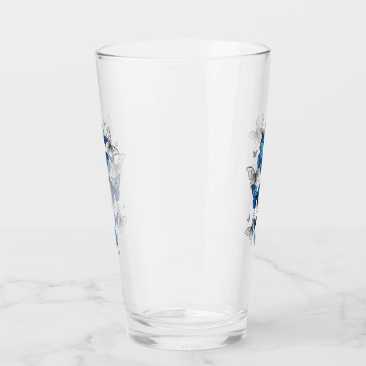 Blue Flying Butterflies Morpho Glas (Links)