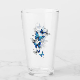 Blue Flying Butterflies Morpho Glas