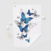 Blue Flying Butterflies Morpho Golfhandtuch (Insitu)