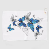 Blue Flying Butterflies Morpho Golfhandtuch (Horizontal)