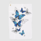 Blue Flying Butterflies Morpho Golfhandtuch (Vorderseite)