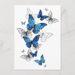 Blue Flying Butterflies Morpho Hinweiskarte