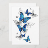 Blue Flying Butterflies Morpho Hinweiskarte (Vorne/Hinten)