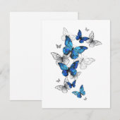 Blue Flying Butterflies Morpho Hinweiskarte (Vorne/Hinten)