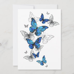 Blue Flying Butterflies Morpho Hinweiskarte