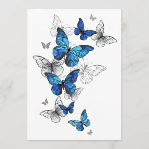 Blue Flying Butterflies Morpho Hinweiskarte