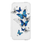 Blue Flying Butterflies Morpho Incipio iPhone Geldbeutel-Hülle (Folio Vorderseite)