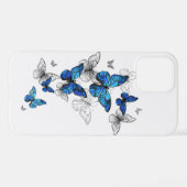 Blue Flying Butterflies Morpho iPhone Hülle (Rückseite (Horizontal))